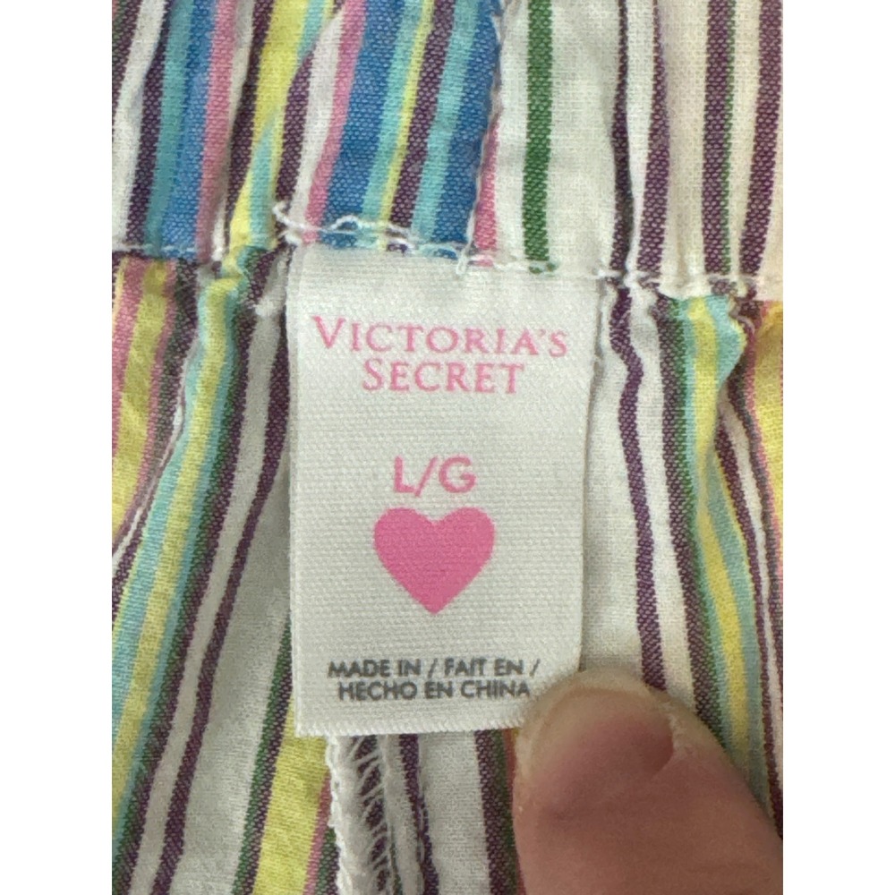 Victoria's Secret Women Size L Stripe Pajama Set Long Sleeve Button Top Pants - Picture 6 of 9
